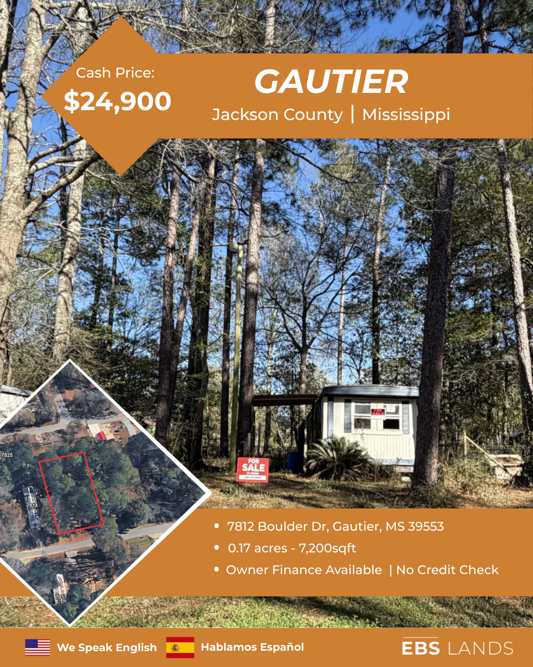 7812 Boulder Dr, Gautier, MS 39553 - Lot + Mobile Home